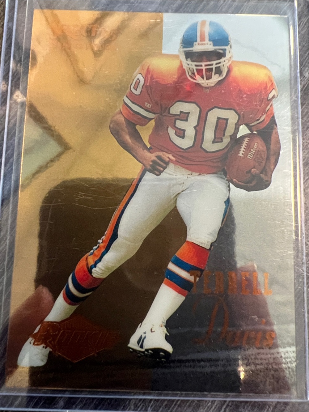 Terrell Davis Rookie Football Trading Card - Orange/White Player Card